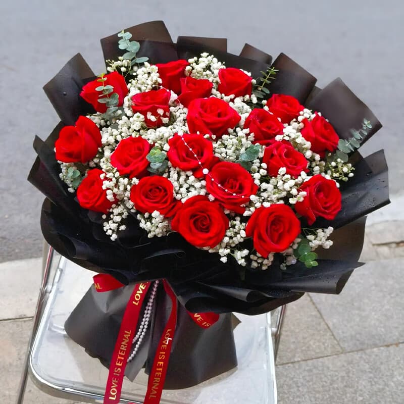 A lifetime of waiting, 19 red roses, paired with a sky full of stars - Send love flowers to China
