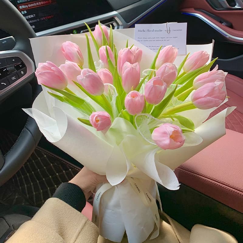 Eternal Soft Pink, 19 Pink Tulips - Send tulips to China
