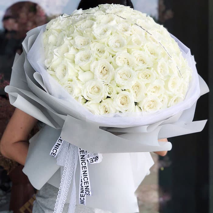 99 White Roses, Love Flowers, Birthday Flowers - Send birthday flowers to China