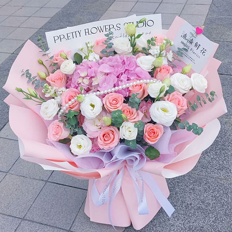 I have you in my heart, 15 pink roses - Send business flowers to China
