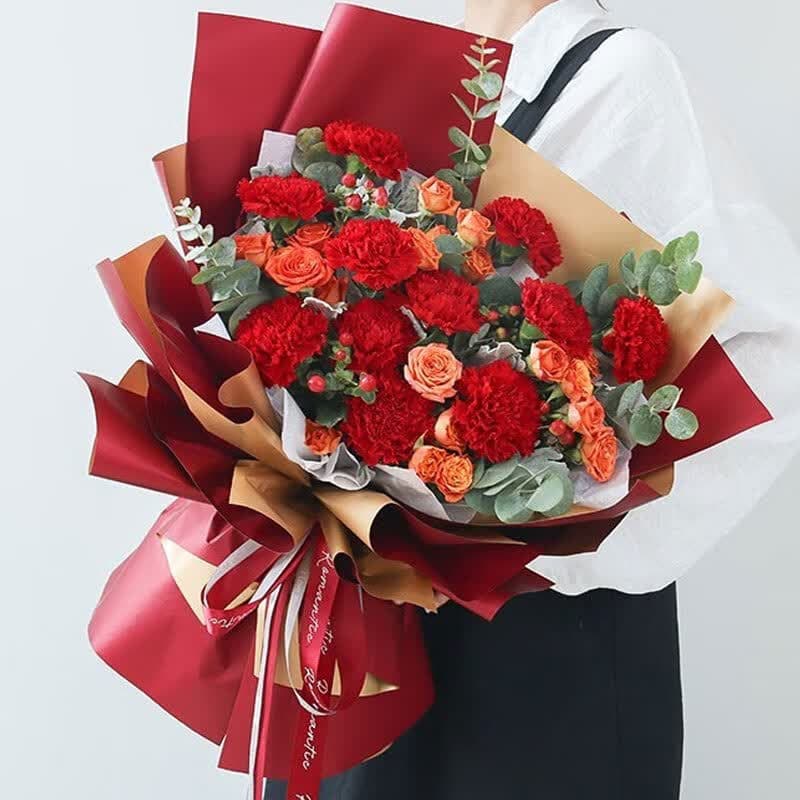 Mom, I love you. 11 red carnations